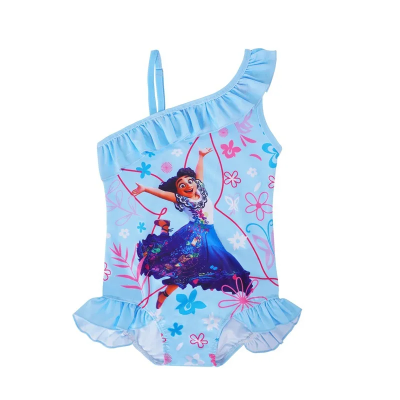 Detské plavky pre dievčatá Disney Cartoon Encanto Mirabel Plavecký oblek Dievčatá Plavky Roztomilé plážové vaňa jednodielne bikiny