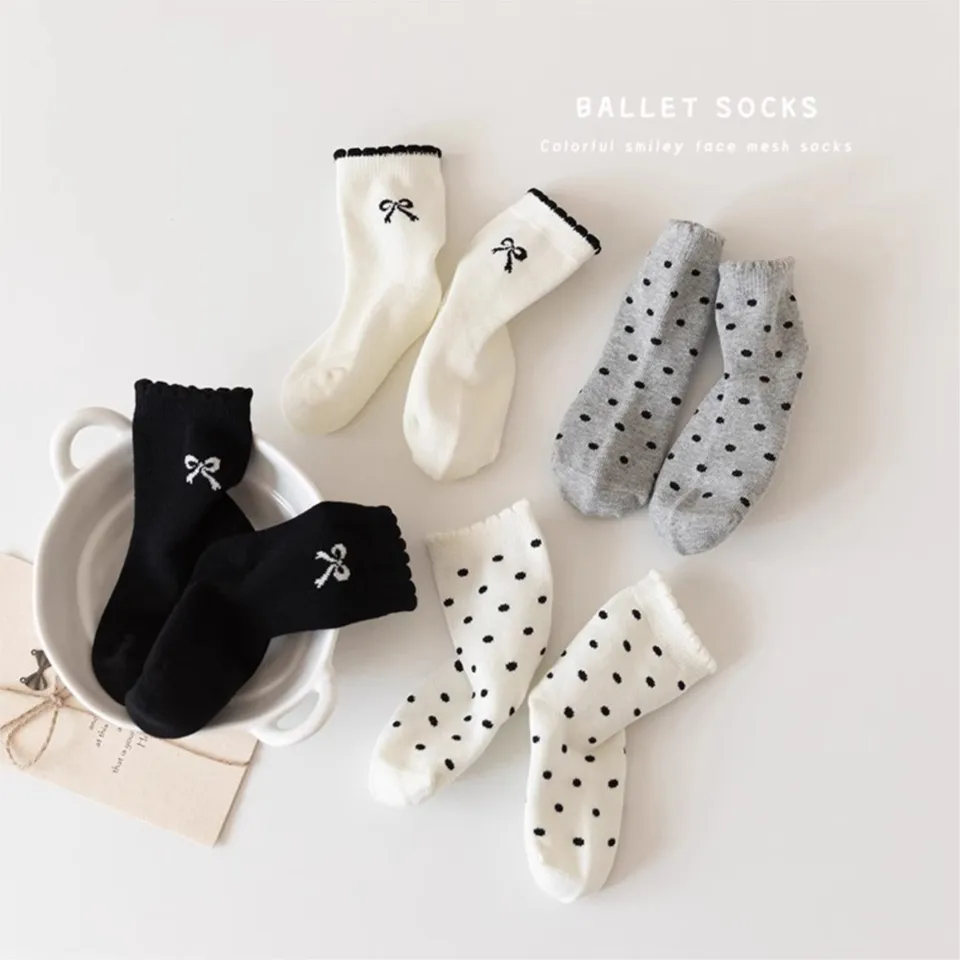 Detské ponožky ins dievčatá luk polka-dot čipky ponožky Joker roztomilé princezné ponožky.