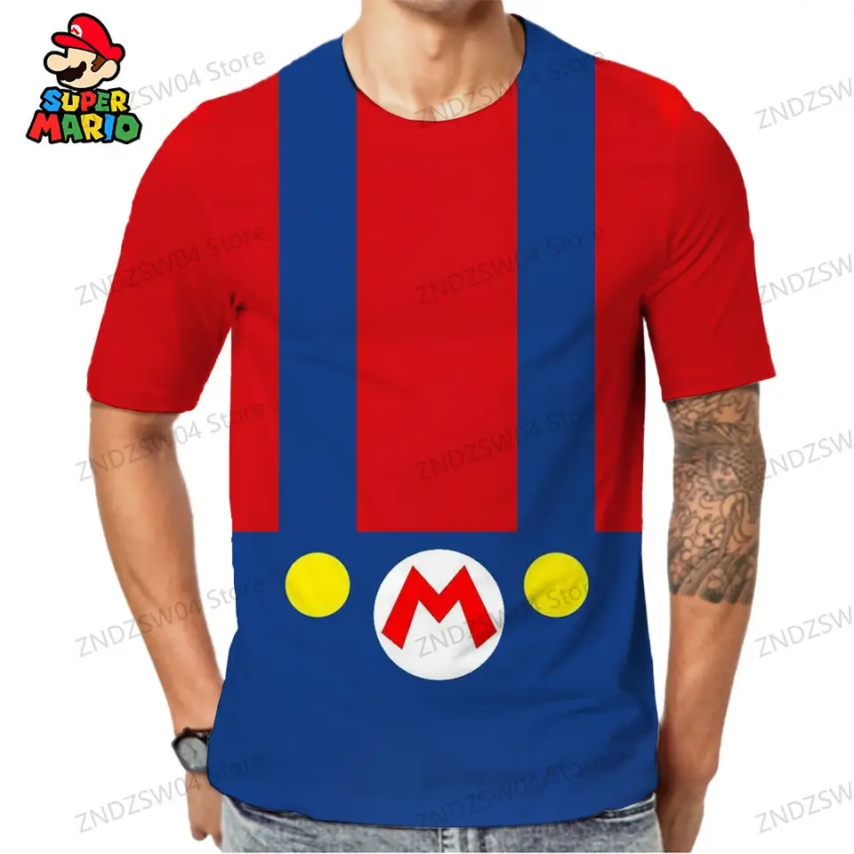 Detské tričko mužov Mario Y2K 2024 Streetwear anime krátke rukávy Tops Pánske oblečenie rýchle suché 110-6xl harajuku móda