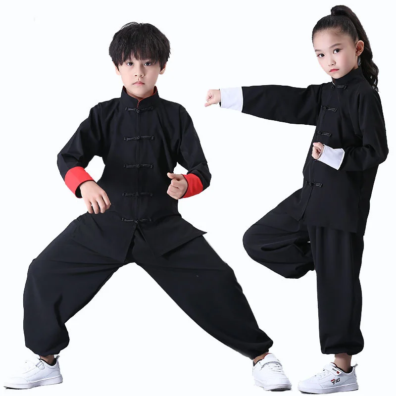 Detské uniformy kung -fu, tradičné čínske oblečenie, chlapci a dievčatá bojové umenia Top Set, Tai Chi Folk Staval