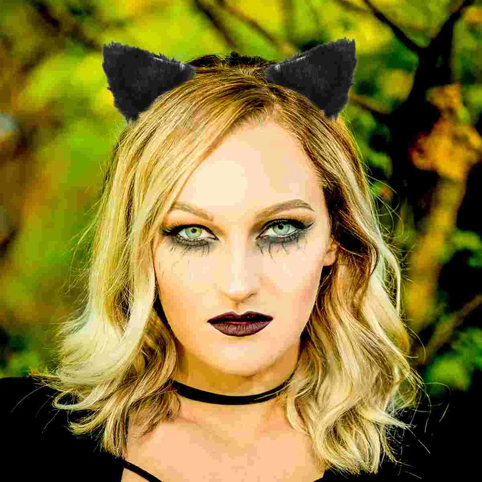 Detské vlasové klipy pre dievčatá zvieracie uši plyšové mačky uší vlásenka sladká lolita cosplay roztomilé čierne dieťa