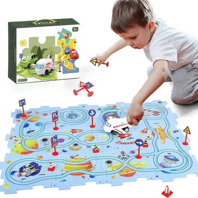 Detské vzdelávacie puzzle Track Car Kids Logic Game Game Jigsaw DIY hádanie