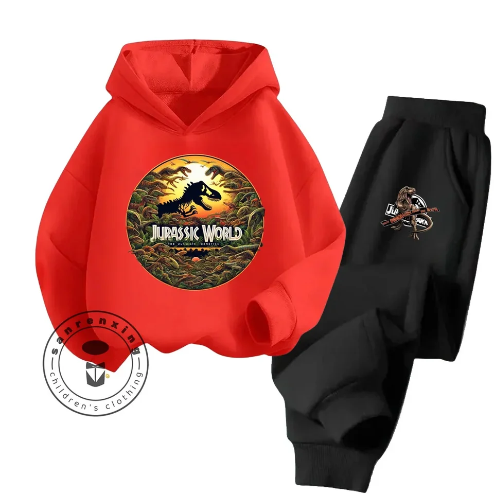 Detské zábavné hry Jurassic World Spring a Fall 2 Hoodies Pants Sportswear 3-13-ročný chlapci a dievčatá pripravujú detskú súpravu