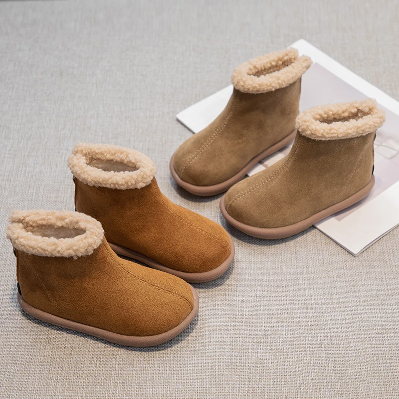Detské členkové topánky módne detské teplé bavlnené topánky Causal Round-Toe Simple Girls Shorts Snow Boots Classic Winter 2024 Nová
