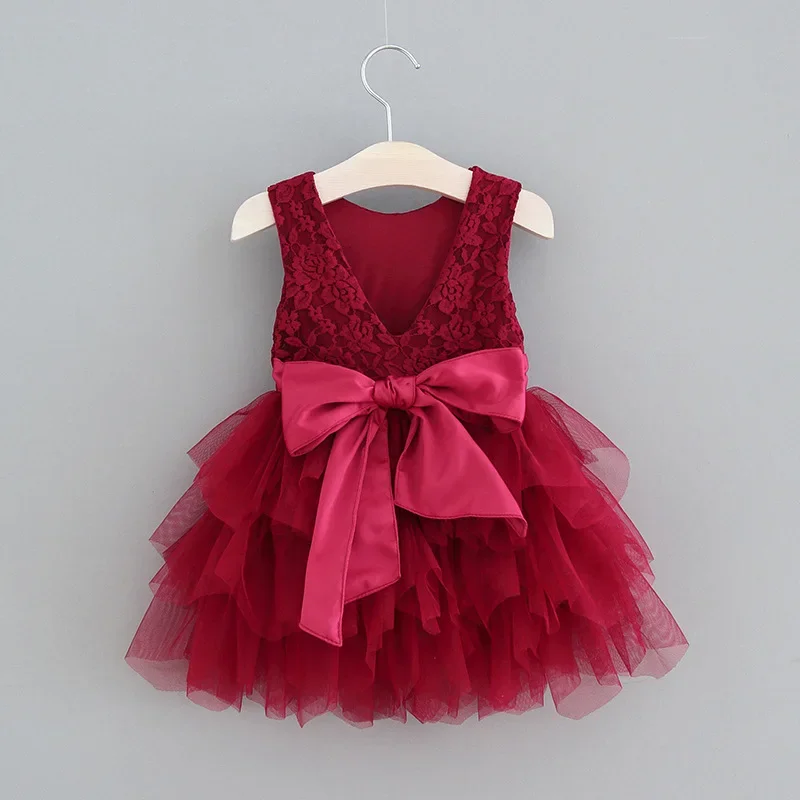 Detské šaty sladkého gir 2023 letné dievčatá Tutu Lace Lace Fluffy Princess Dievčatá Dievčatky Dievčatky
