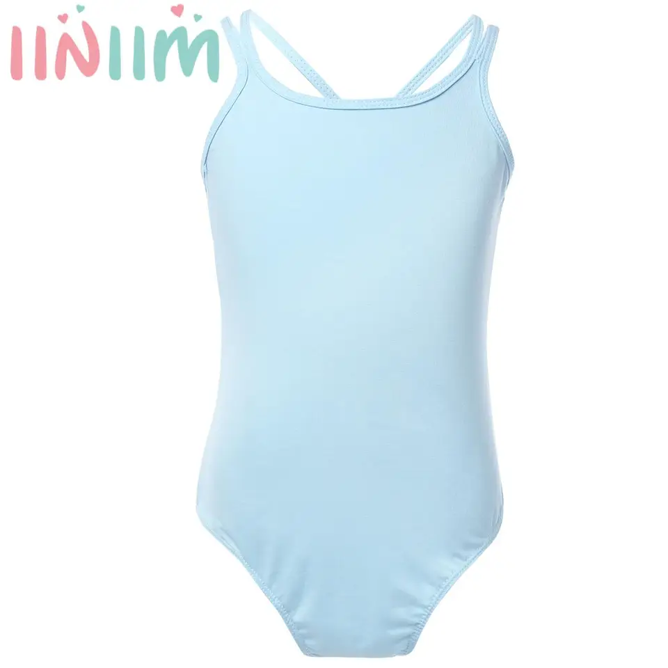 Detský baletný tanečník Leotard dievčatá špagety remienok Crisscross Dancing BodySuit Kids Gymnastika trikot jogy tréning kostým