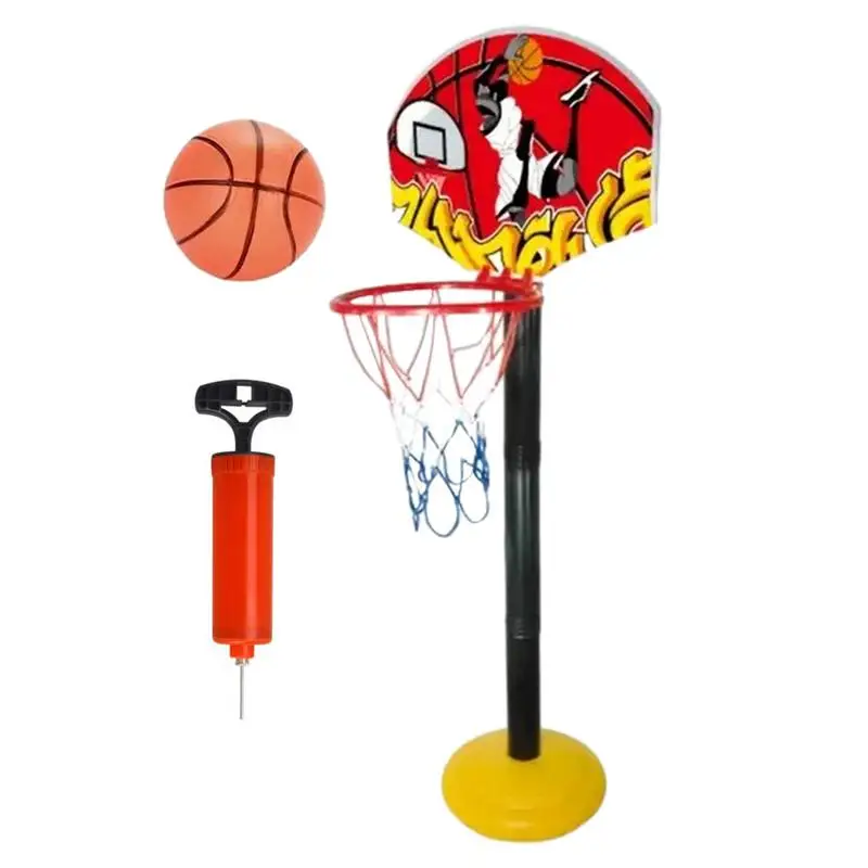 Detský basketbalový obruč a prenosný basketbalový tréningový obruč s nafukovacou basketbalovou a pumpou nastaviteľnou výškou