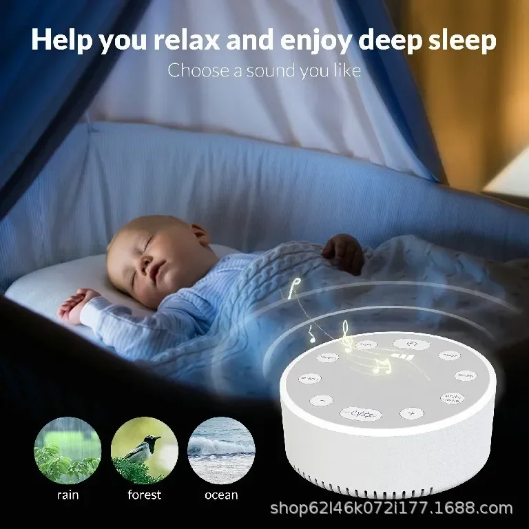 Detský biely hluk USB nabíjateľné načasované vypnutie spánku Sleep Sleep Sleep Slee Player Night Light Timer Hluk Player