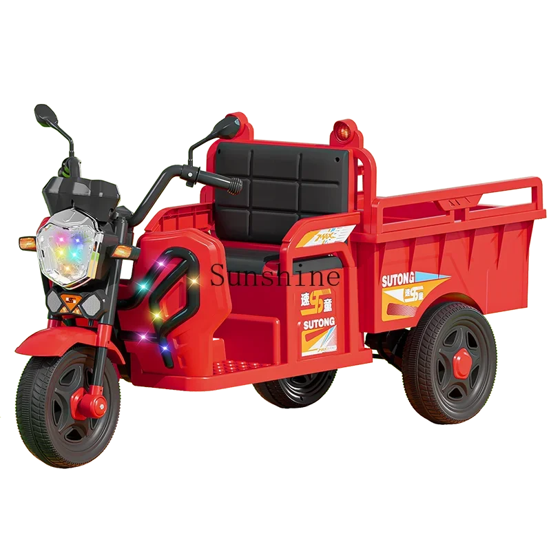Detský elektrický trojkolesový motocykel hračky pre parné pásové sedadlo dvojité diaľkové ovládanie