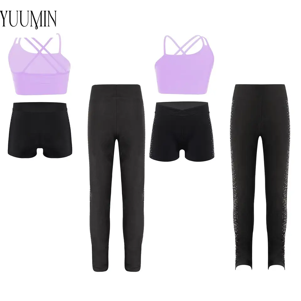 Detský oblek na jogu jogy Detské dievčatá športové oblečenie Tops Tops Shorts Zipper Jacket Teens Gymnastics Outfits Gym Fitness Sports Suits