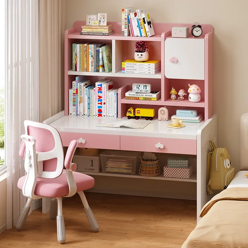 Detský počítačový stôl Solid Wood Bookshelf Nastaviteľná výška výšky Študenti Študujúca stolová spálňa Písanie stola a stoličky