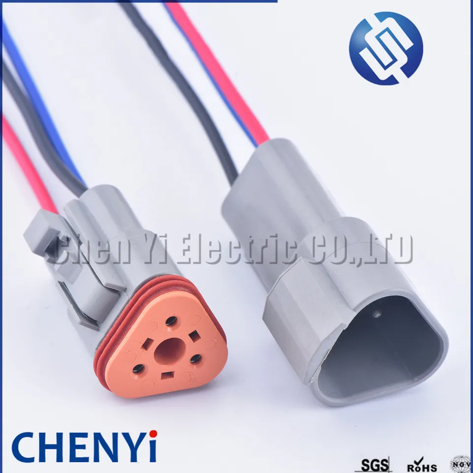 Deutsch DT Series 3 PIN Muž samica samica auto vodotesného konektora DT06-3S DT04-3P Automobilový elektrický drôtový postroj Pigtail Zátka