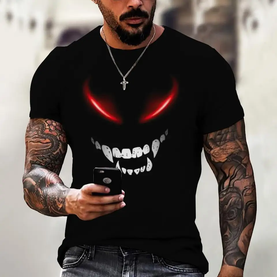 Devil Graphics Tričko Tričko Príležitostné pánske tričká s krátkym rukávom Summer pánske oblečenie voľné tričko pre mužov s nadmerným vrcholom streetwear nové