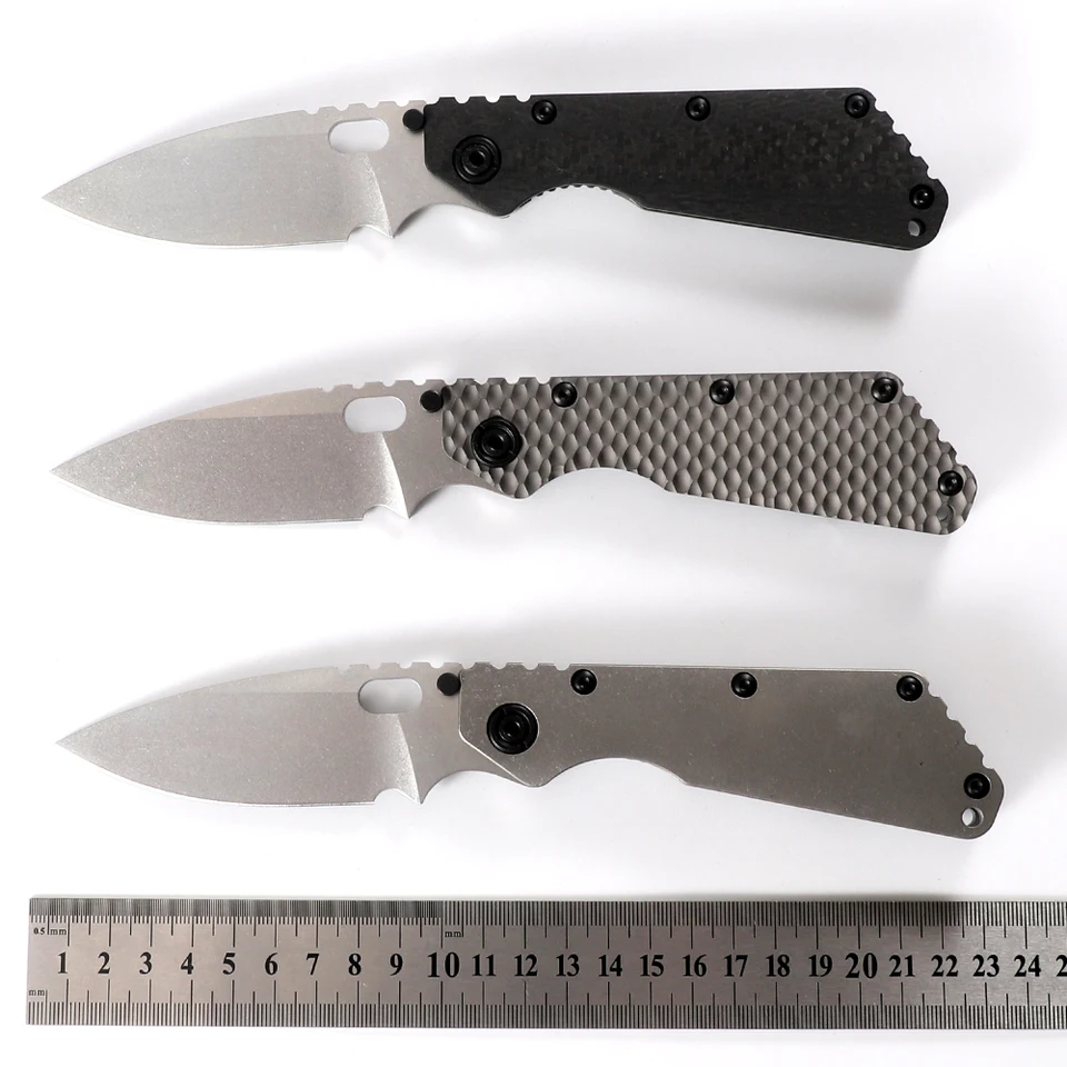 Deväť Thorn SMF Carve Strider Logo D2 D2 Titánium Uhlíková vlákna meďná podložka skladací nôž Kemping Rybolov Outdoor EDC Tool