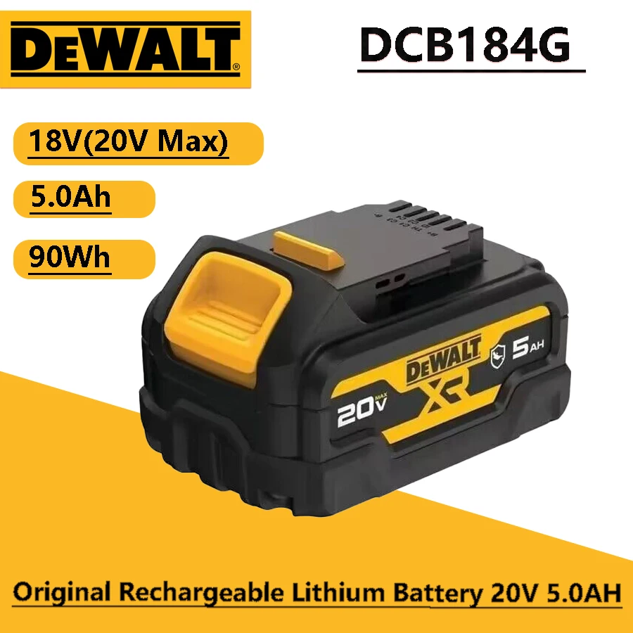 DEWALT DCB184G Originálna batéria 20V 5.0AH Nabíjateľná lítiová batéria OLE-rezistentná a antikorózne príslušenstvo