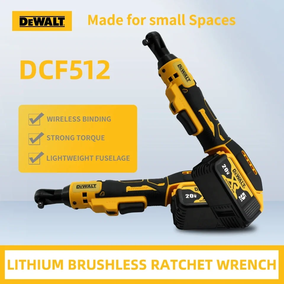 Dewalt DCF512 RATCHET Pravý uhol kľúča Variabilná rýchlosť bez kefy bezdrôtový LED svetlo bezdrôtové 20V elektrické náradie batérie