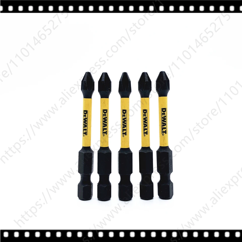 Dewalt Original PH2 57 mm bitový typ nárazu typu vysokorýchlostného oceľového pohonu nástrojov bit 5ks