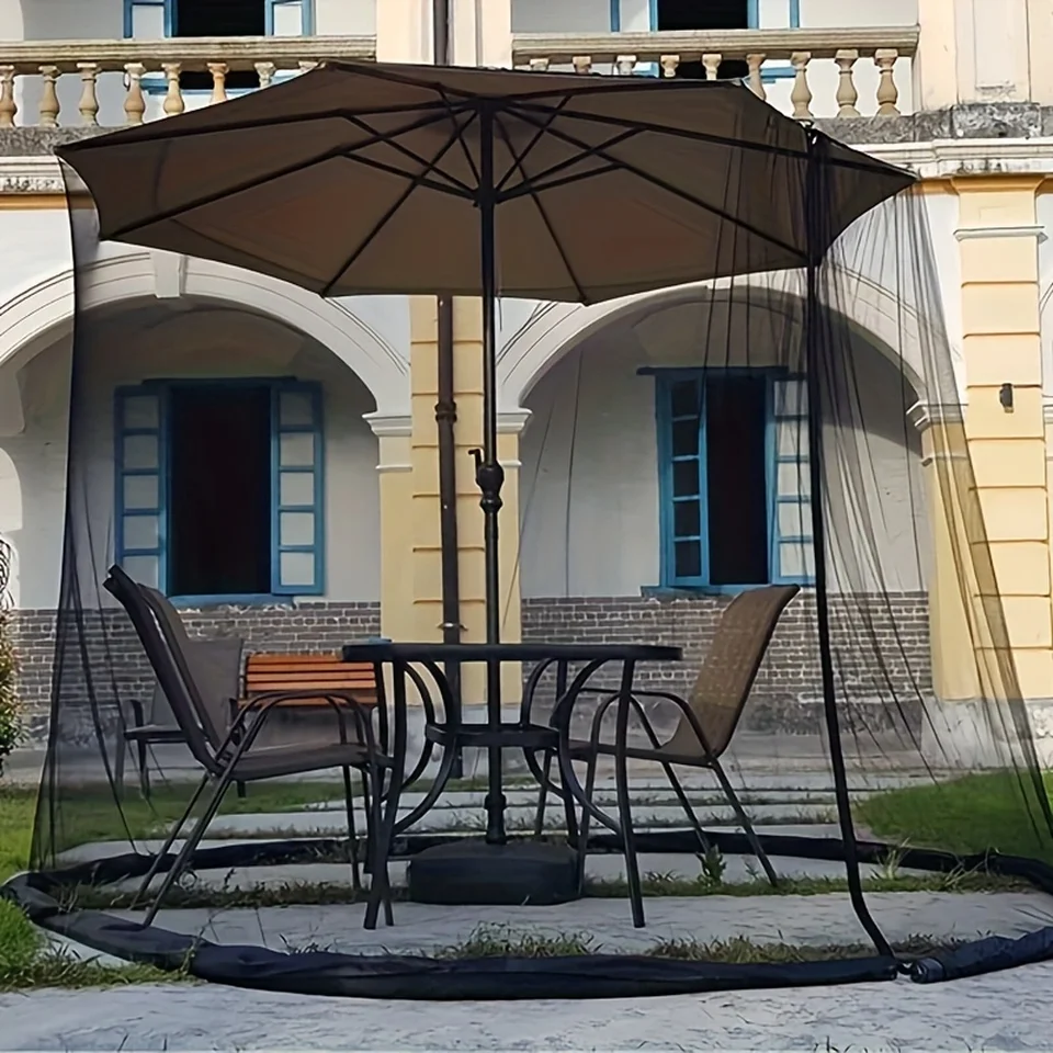 Deyoly 7-10ft Black Patio Umbrella Nets Mosquito, polyesterová sieť, Universal Canopy Umbrell Screenting Screen