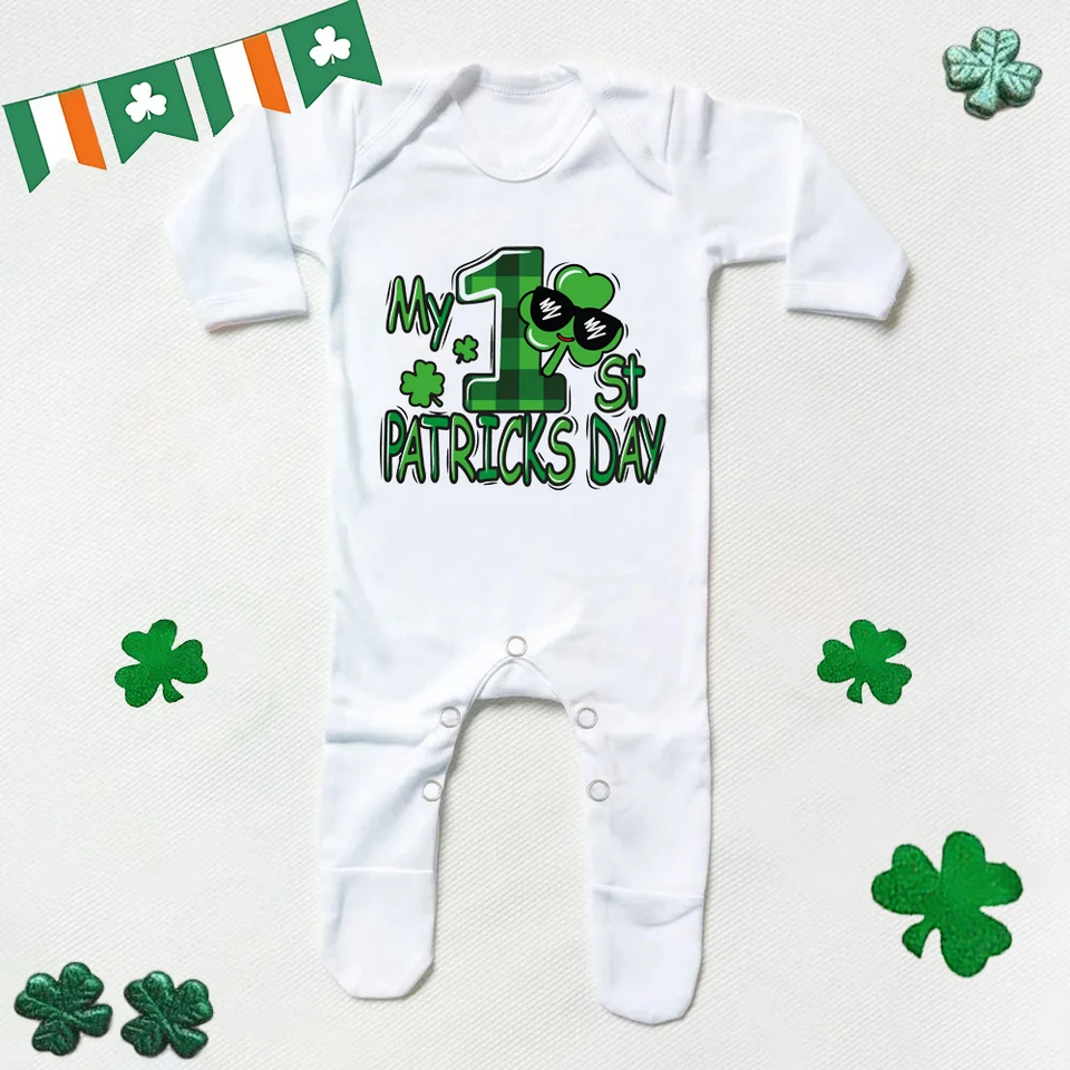 Deň sv. Patricks Deň dievčatka Sleepsuit My First St. Patrick's Day tlat Bodysuit Newbron Babygrow Sleepsuit Festival detské oblečenie