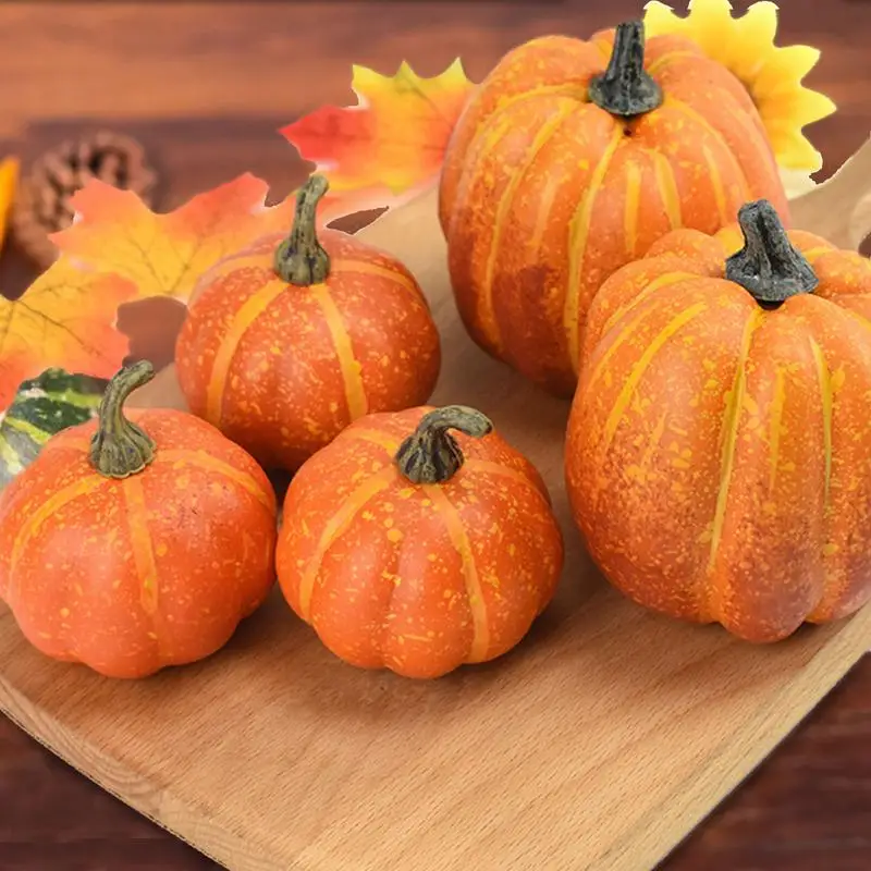 Deň vďakyvzdania umelé tekvice súpravy Rozsúdené veľké a malé tekvica falošné tekvica Farmhouse Fall úroda stola Halloween dekor