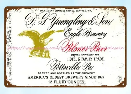 DG Yuengling & Son Eagle Brewery Pilsner Pivo Label Metal Tin Sign Dining Art