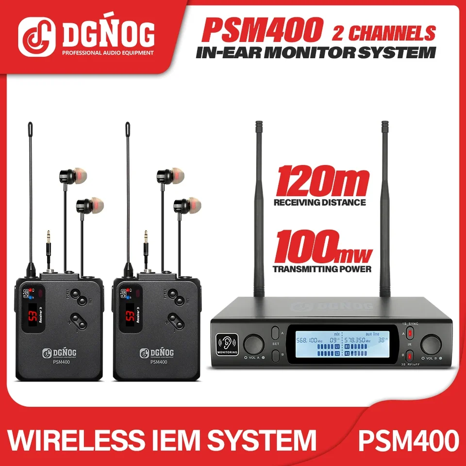 DGNOG PSM400 UHF Dual Wireless v systéme monitorov Ear Mono 2 Channel Professional IEM Monitorovanie pre pódiové výkonné štúdio