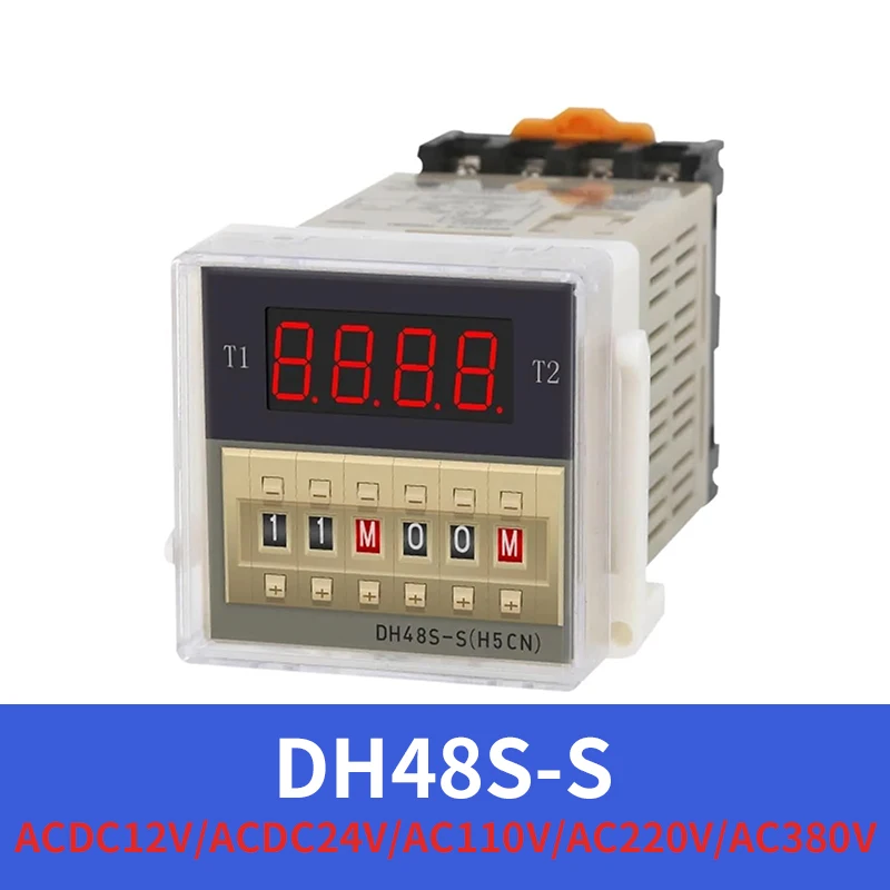 DH48S-S Relé digitálneho cyklu s relé so základňou 0,1S-99H AC 110V/220V/380V DC 12V/24V Programovateľné oneskorenie časovača pre opakované cykly
