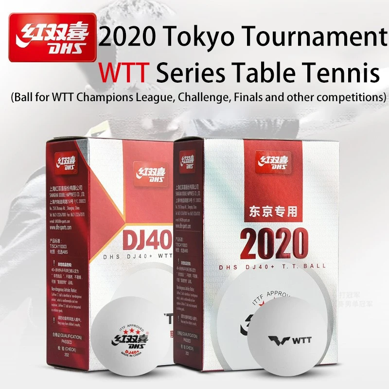 DHS DJ40+ WTT ping pong gule 3 hviezdičky 40+ ABS Nový materiálový panvový tenisový loptičky pre konkurenciu WTT ITTF štandard 6ks/box