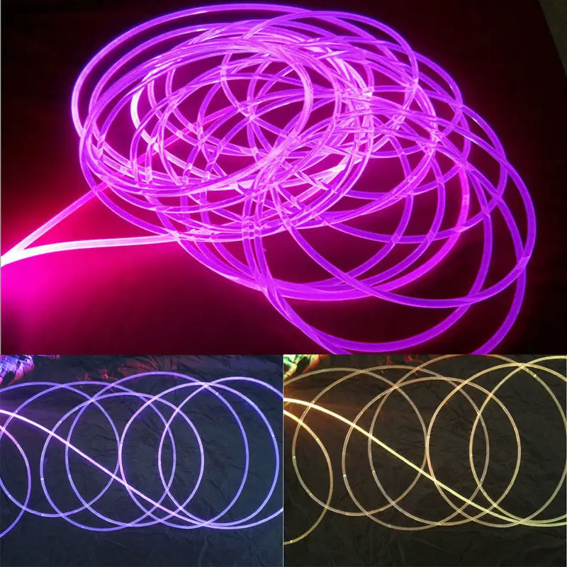 (Dia.) 4 mm auto domov DIY LED osvetlenie PMMA Priehľadná bočná žiara plastové vlákno z optického kábla zavesenia lampa LAMP Závesť hviezdny stropný výzdoba