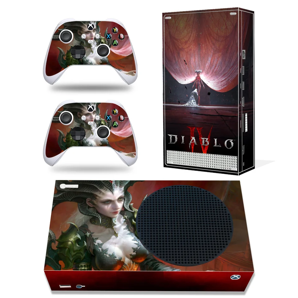 Diablo 4 Style Xbox Series S Sticker Skin Sticker pre konzolu a 2 ovládače nálepky vinylové ochranné kože štýl 1