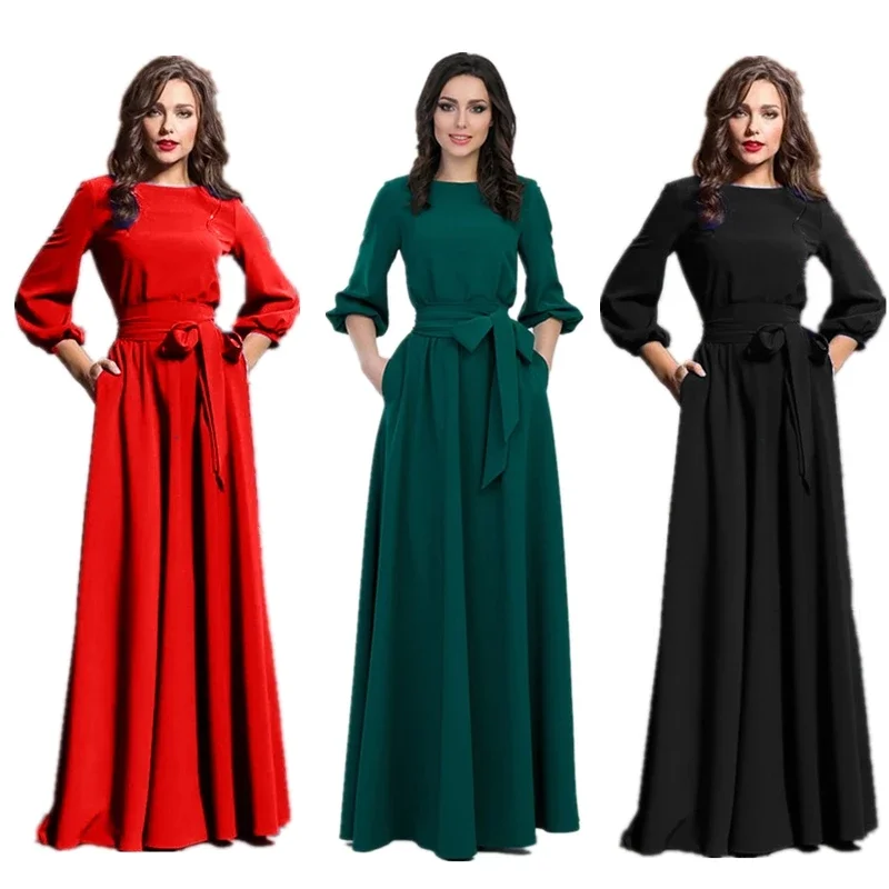 Diafraz Mujer moslimské šaty Stredný východ Ramadán Arabské izlamské oblečenie Spevná lampa rukáv
