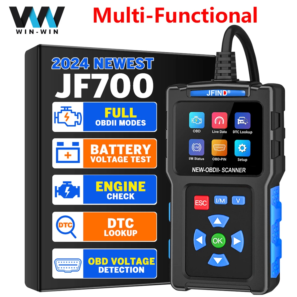Diagnostické nástroje Jfind CAR Diagnostické nástroje OBD 2 Čítanie kódu Clear Motor Light Test Auto skener detektor Živé dáta Profesionálne JF700 PK V519