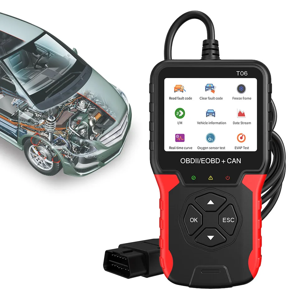 Diagnostický nástroj na diagnostický nástroj batérie T06 Skontrolujte čítačku systému Systém OBD2 Scanner Multi-jazyk podpora Automatické príslušenstvo