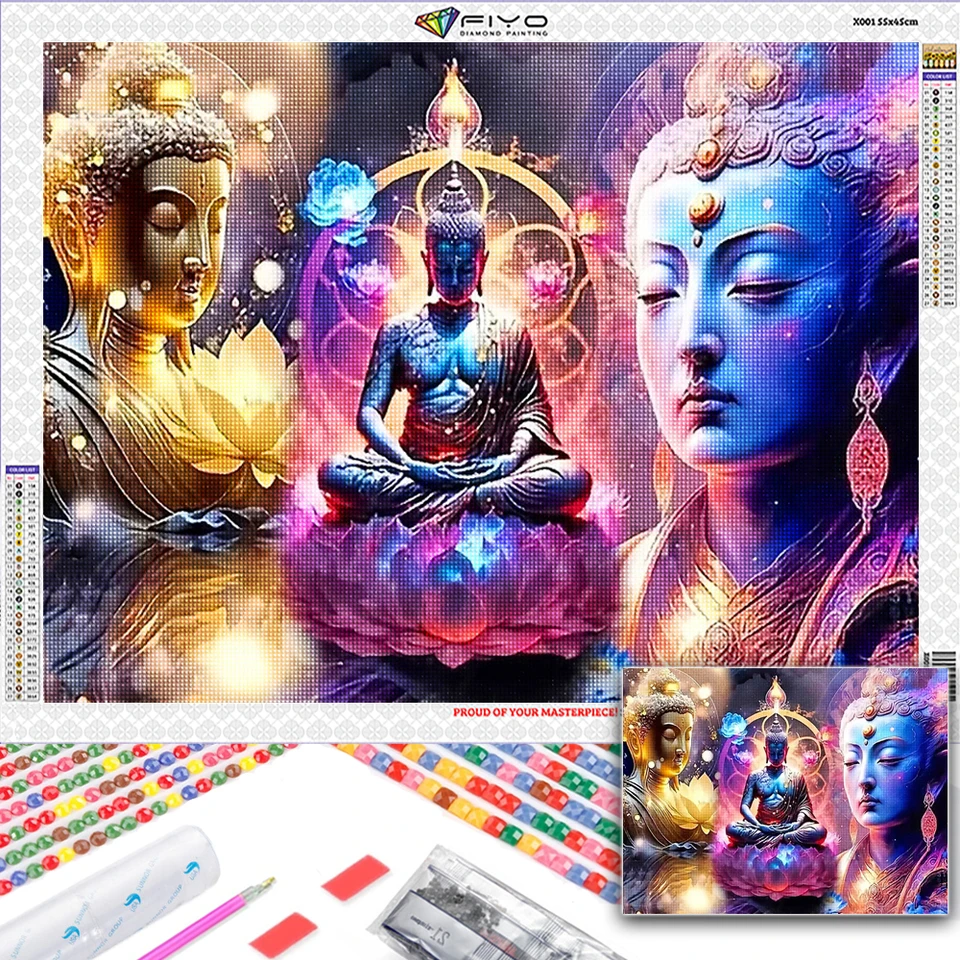 Diamantová maľba Kit Buddha Socha Nová zbierka 2025 Diamond Mosaic 5D DIY krížové stehy súpravy Diamond Art Home Decoration