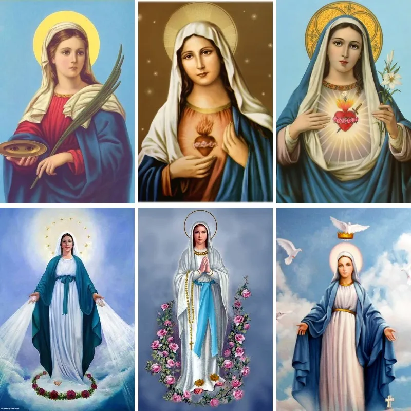 Diamantová maľba Mária v modlitbe, Mosaic Cross Stitch Kit Súprava požehnaná matka Maria, Panna Lady of Grace Art Diamond Art, Decor