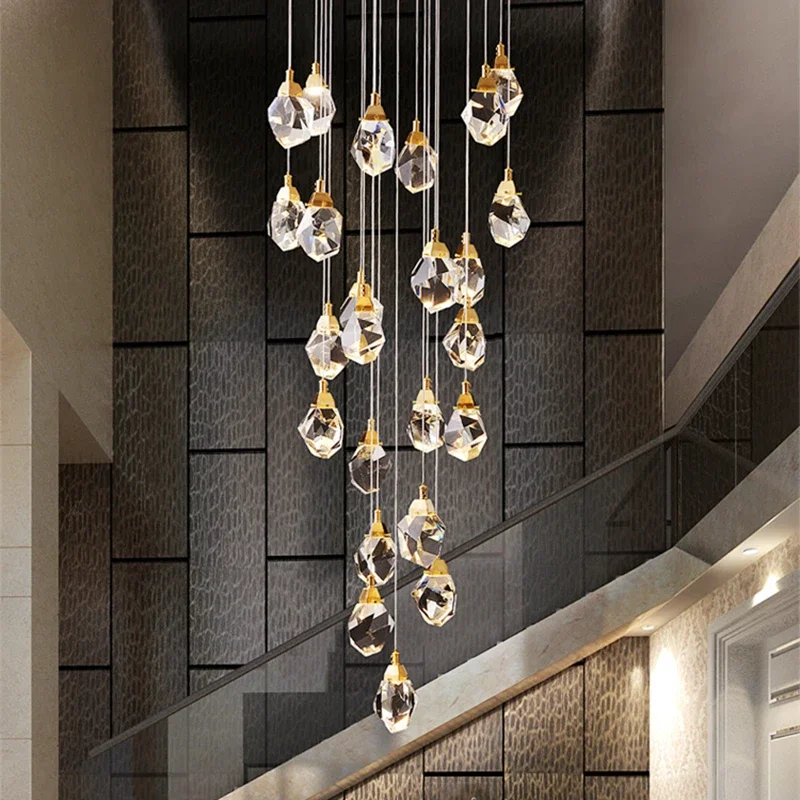 Diamantové krištáľové lustr luxusné LED prívesok LED schodisko LIGHT LIGHT LIGHT OBLASTNÁ HALA ZLATÝ DOM DOMOCI DETROKÁCIA Stropné Lesty
