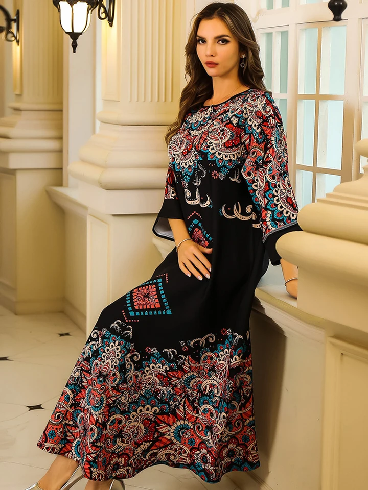 Diamanty Moslimské islamské oblečenie Ženy Party Abaya Dubai Pearls jalabiya šaty Maroko morčacie šaty kaftan vestidos eid djellaba