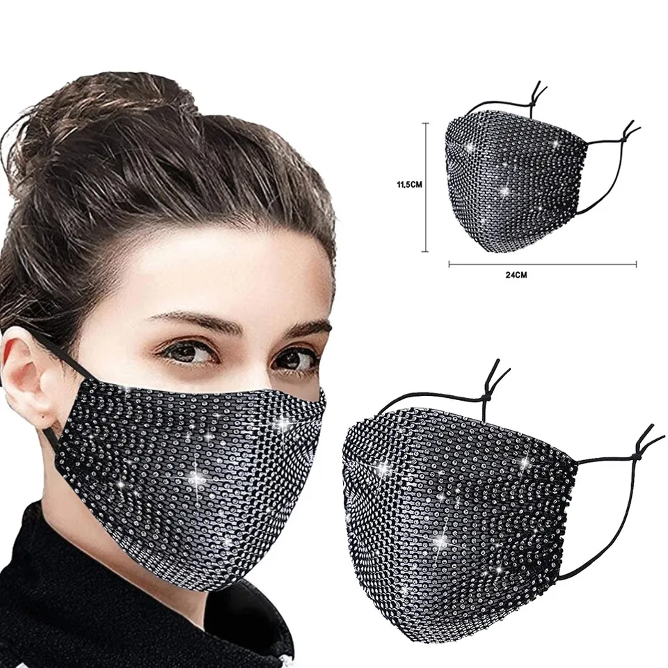 Diamanty opakovane použiteľné tvárové nosové ústa pokrytie masky proti prachovej maske mascarillas Desechables Ukázateľné ústa pokrývajú prachovú masku