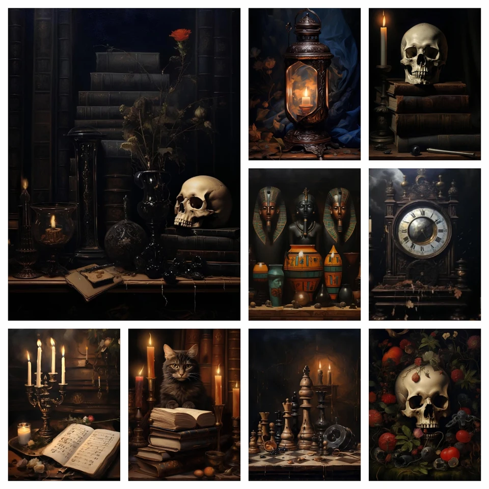 Diamond Art Painting Stitch 5d DIY Mosaicgotic Vintage fonograf starožitný estetický temný akadémia Motýfly crow vyšívacie súpravy