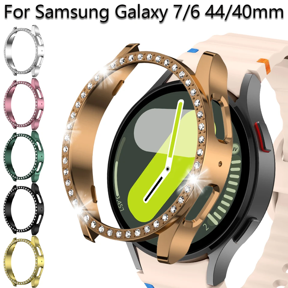 Diamond Bling puzdro pre Samsung Galaxy Watch 7 40 mm 44 mm dutina Elektroplate Protector Cover pre Galaxy Watch 6 44/40 mm nárazník PC