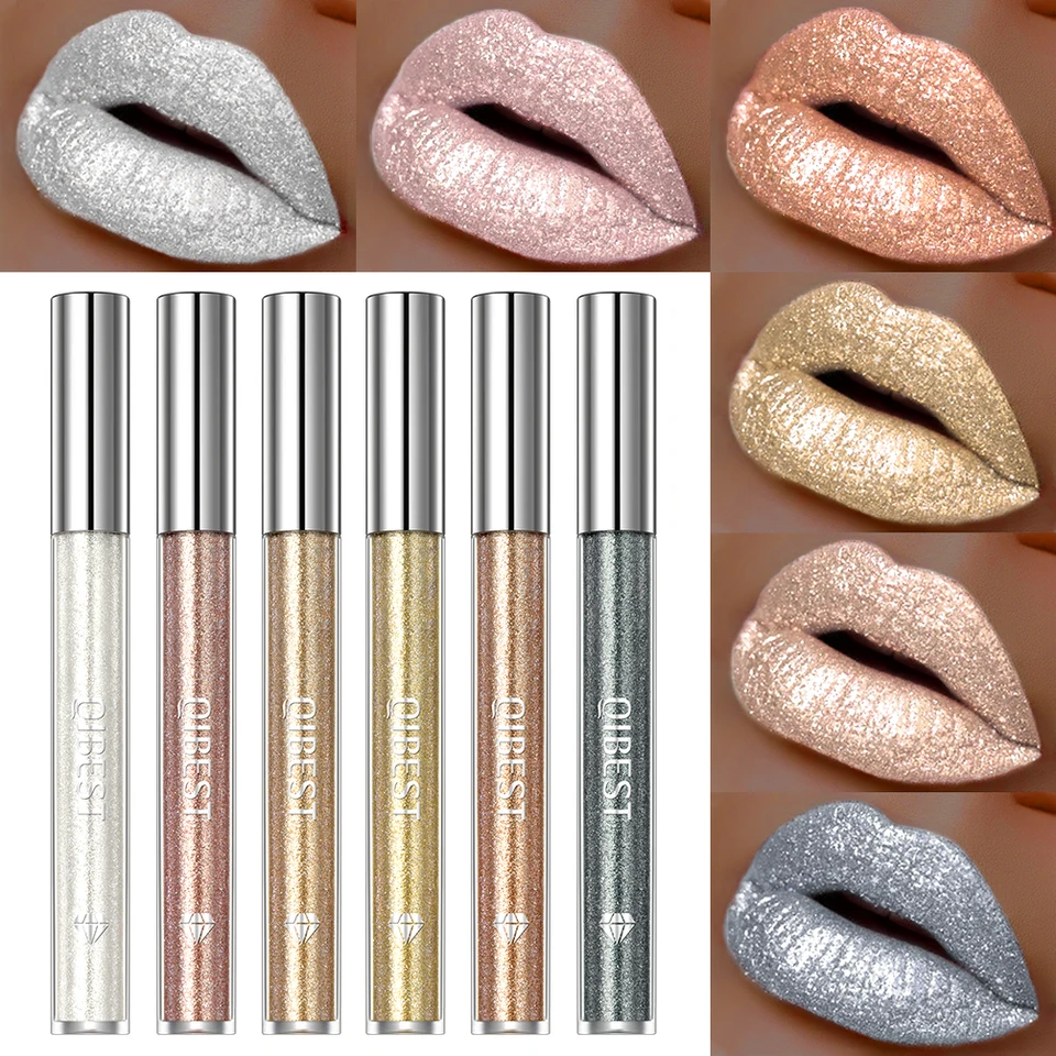 Diamond Glitter Liquid Lipstick nepremokavá dlhotrvajúca perla perla lesklý pery lesk kovov očarujúca pery glazúrový odtieň make -up pre ženy