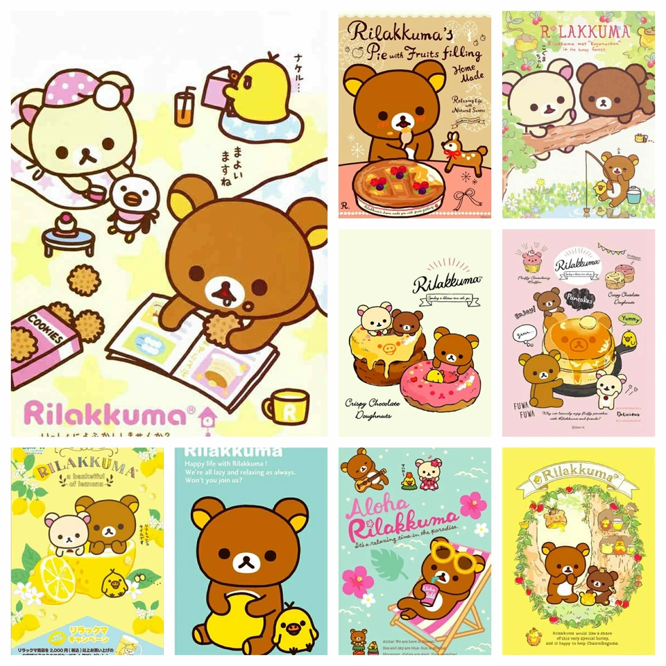 Diamond maľba Rilakkuma Bear Japan Anime Cutoon Cross Cross Stitch Mosaic výšivka Domáca dekor 5D DIY Art Nové dospelé obrázky