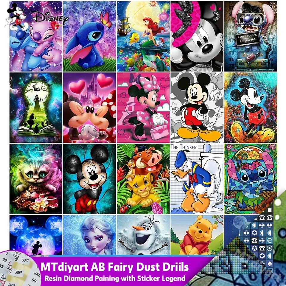 Diamond Painting Stitch Print Canv Border Border Fairy prach Ab Disney Mouse Sticker Legend Legend Deti plné vŕtačky karikatúra nové prílety