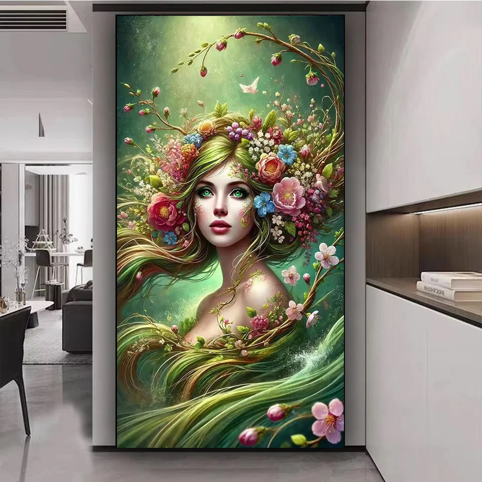 Diamond výšivka Kit DIY Fantasy Flowers Beauty Beauty Elf Diamond Painting Art 5D kamienok krížovým stehom mozaiky Domáca dekorácia