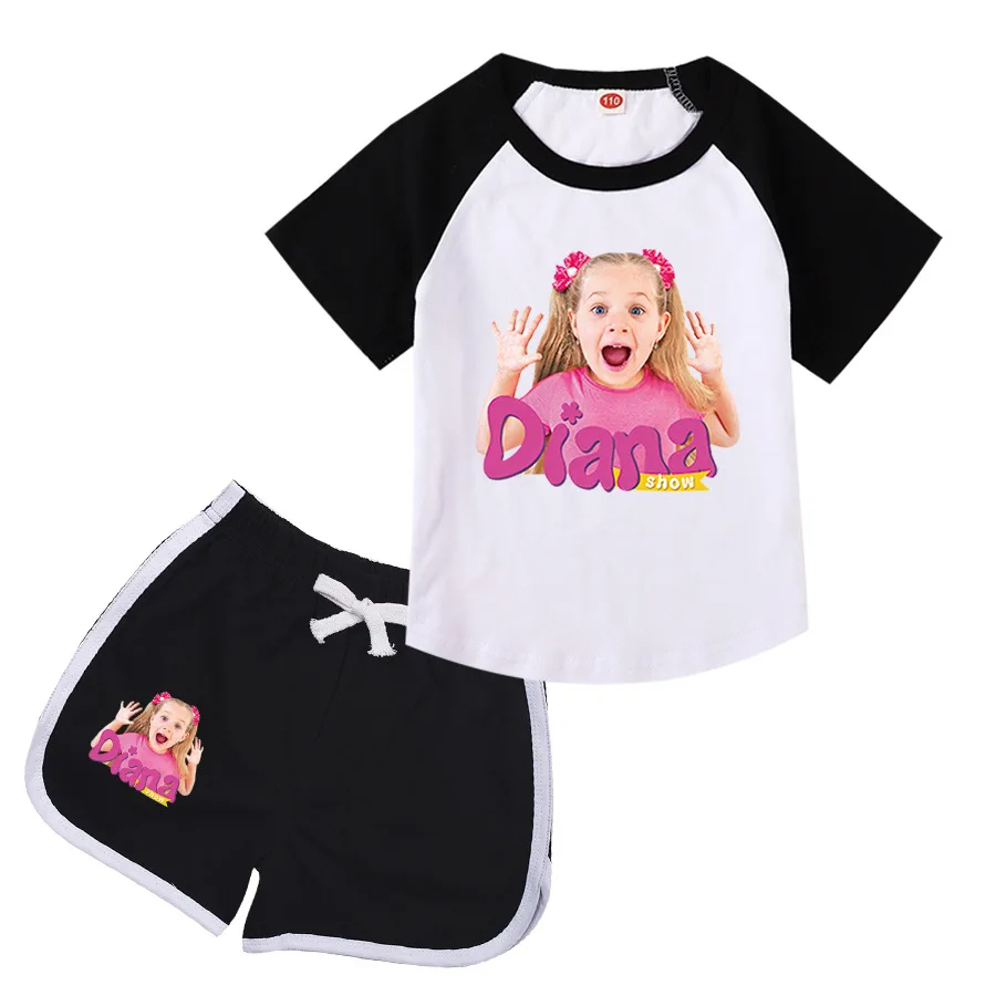 Diana a Roma Toddler Girls Summer Outfit Nastavené tričko s krátkym rukávom a šortky 2ks neformálne športové oblečenie Detské oblečenie