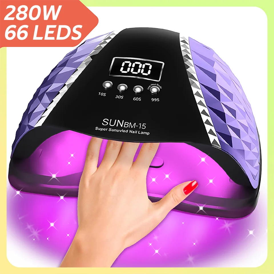 Dianabeauty UV LED lampa LED 66 LED diódy 280 W na nechty pre gélové vytvrdzovanie s automatickým senzorom 4 Časové nastavenie nechtových nástrojov na nechty