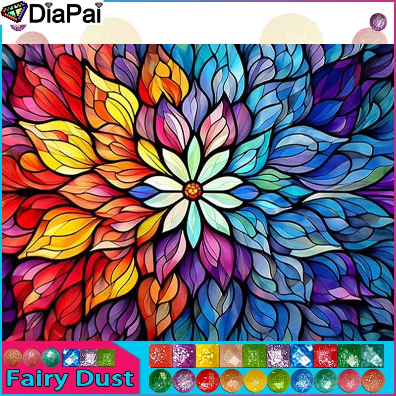 Diapai Fairy Dust AB 5D DIY Diamond Painting Cross Stitch Farebné kvety Domáce dekorácie Plné kamienky Diamant Diamant