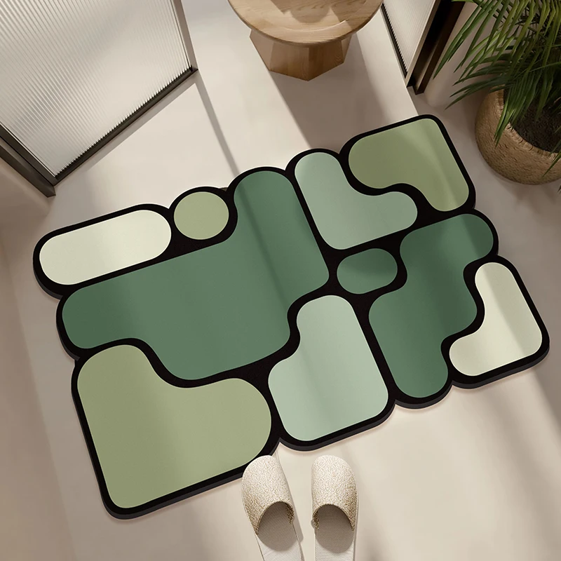 Diatom bahenné kúpeľňové dvere podložka Absorpent PVC Foot Mat Dopamine Farba Minimalistický domáci koberec kreatívne geometrické rohože