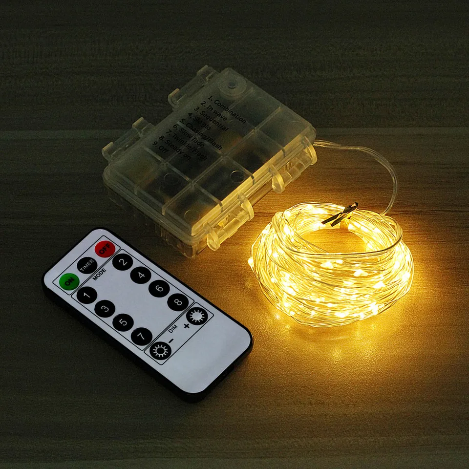 Diaľkové ovládanie LED víla Garland String Lights Battery napájaný Nový rok vianočné ozdoby pre osvetlenie dovolenky v domácej spálni