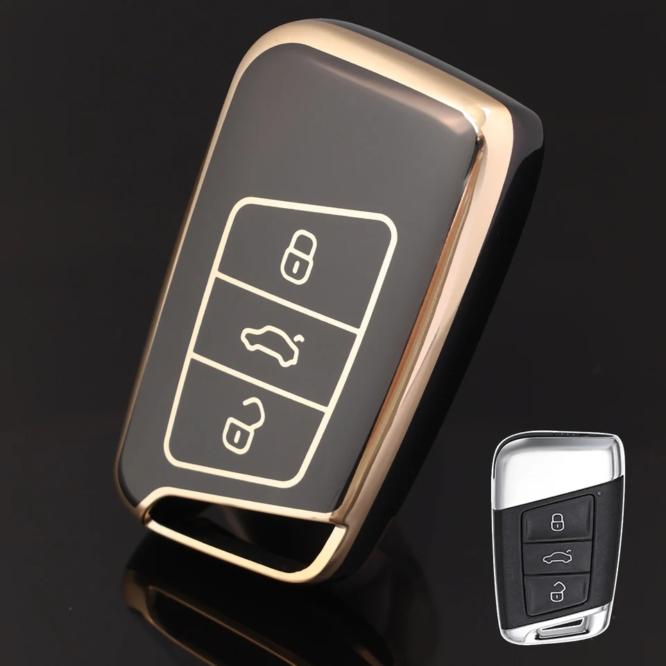 Diaľkový kryt kľúča s kľúčovým krytom TPU TPU FOB Ring Drhator Protector Puzdro pre VW Passat B8 Jetta SKoda Superb Kodiaq 2020 2021 2022
